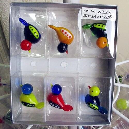 Custom handmade color murano glass Bird Statues cartoon animal ornaments Home Furnishing Fairy Garden Decoration cute figurine