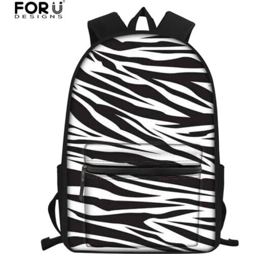 FORUDESIGNS Custom Image Zebra Print School Backpack for Teenagers Girls Boys School Bags bolso mochila mujer Women Owl Bagpack