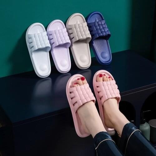 2021 Summer Slippers Women Men Bathroom Shower Slipper Soft PVC Couples Home Floor Shoes Female Male Indoor Platform Slides