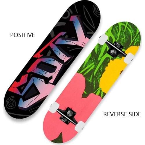 Skateboard 31 Inch 7 Layer Maple Alloy Bracket Double-Sided Dream-Flower Pattern Skateboard for Kid Gift Beginner Skateboards