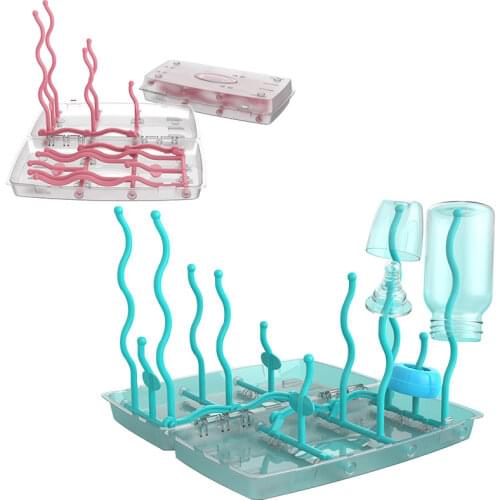 Drying Rack Tree Storage Nipple Shelf Baby Pacifier Feeding Cup Holder Baby Bottle Cleaning Dryer Drainer Double Sided Portable