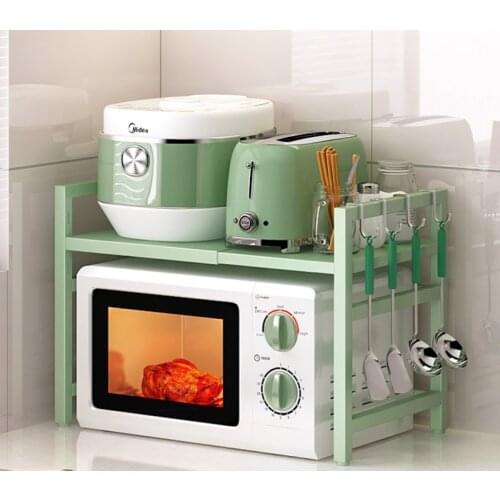 Telescopic kitchen shelf microwave oven shelf household storage multi-layer table top bowl seasoning storage bracket