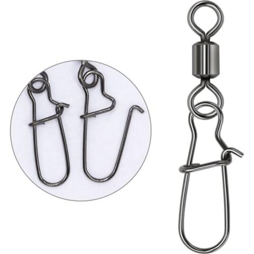 TIANNSII 10-50PCS 5#-12# Stainless Steel Fishing Connector Pin Bearing Rolling Swivel Snap Pins Fishing Tackle Accessories