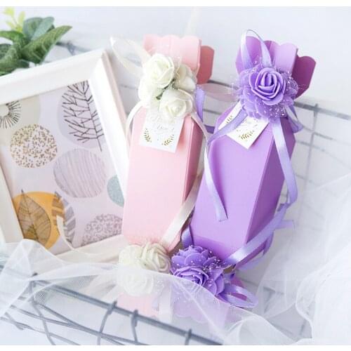 Solid Color Paper Candy Box Wedding Candy Box Gift Bag Double Head Candy Box Baby Shower Birthday Guests Favors Party Supplie