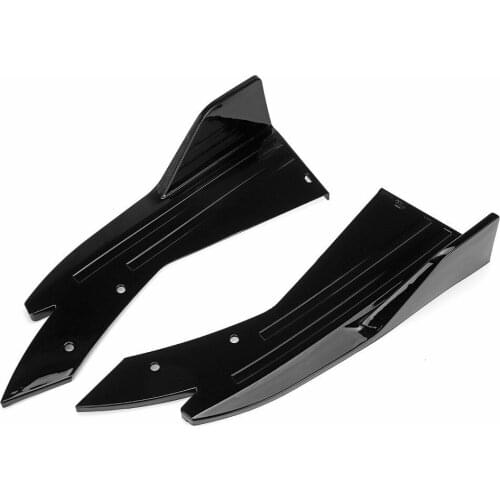 Universal Anti-Scratch Car Rear Bumper Lip Wrap Angle Splitters Glossy Black 2Pcs