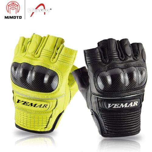 Vemar 2020 Summer New Motorcycle gloves Half finger leather Motocross Racing Protective MTB Riding Scooter Electric Bike Guantes