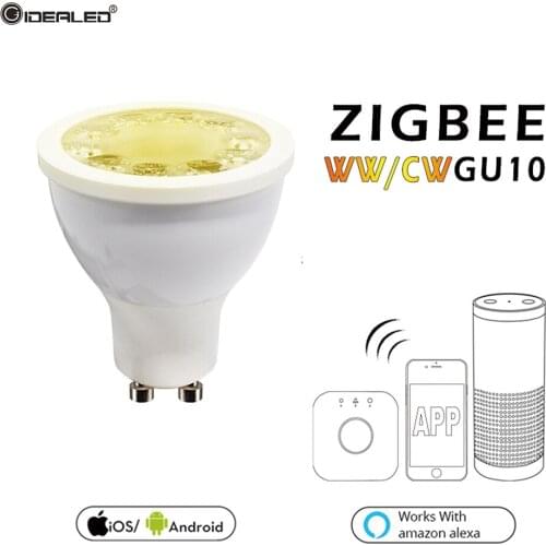 ZIGBEE GU10 link zll bridge5W dimmer ww/cw LED spotlight AC100-240V smart app work compatibility amazon echo plus Many gateways