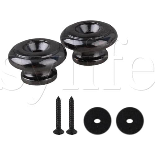 1 Set of 2 Mushrooms head Guitar Strap buttons Black Chrome