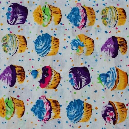 1 yard Cotton Poplin Fabric for sewing pathwork, dress, cloth, bedding - cake - blue (width=140cm)