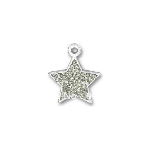 100pcs a lot fashion silver alloy pave star charms