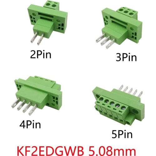 2/5 Pair KF2EDGWB 5.08mm 2/3/4/5 Pin Straight Pluggable Wall Terminals Plug Socket Pitch 5.08 PCB Screw Terminal Block Connector