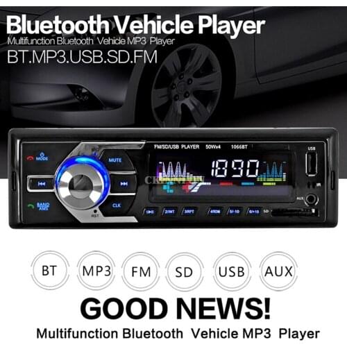 20Pcs/Lot New Brand Car Radio Stereo MP3 Player Bluetooth Phone AUX-IN MP3 FM/USB/1 Din/Remote Control 12V 1066BT