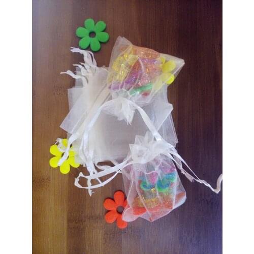 200pcs 11*16cm White Organza Gift Bag Jewelry Packaging Display Bags Drawstring Pouch For Bracelets/necklace/wed Mini Yarn Bag