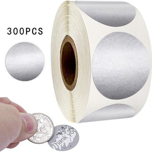 300 PCS 1inch Round Silver Scratch Off Stickers for Custom Game Party Activity Sticker Stationery Sticker Clear Stickers