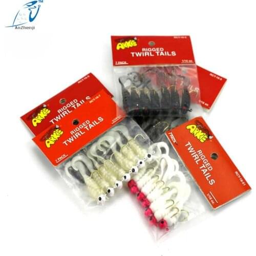 7Pcs/Lot 4 Colors Soft Jigs Fishing Lures 1.75G Sea Bass Bait Jig Head Worm Baits Fishing Tackle Ocean Boat Fishing Lure