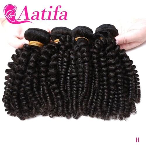 Aatifa 3/4 Bundles Bouncy Curly Hair Funmi Hair Natural Color Brazilian Hair Weave Bundles Remy Hair Extensions 10-28 Inches