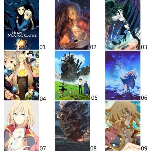 5D DIY Full Round Drill Diamond Painting Anime Howls Moving Castle Poster Diamond Embroidery Cross Stitch Mosaic Art Decor Gift