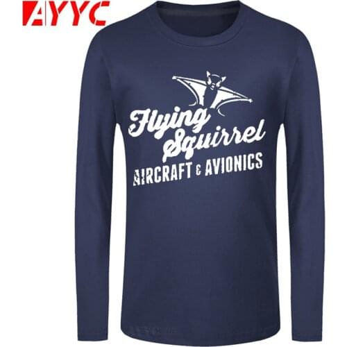 AYYC long sleeve tee 100% Cotton O-neck Custom Printed Tshirt Men T shirt Flying Squirrel Aviation - Aviation men T-Shirt