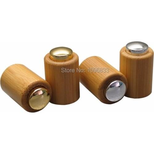 100pcs/Lot Bamboo Lids Essential Oil Bottle Wooden Pressed Pump Cap Silver Gold Color Diameter 18MM 18/410