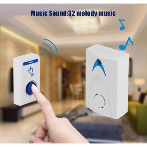 DC3V Wireless Door Bell LED Chime Door Bell Doorbell Battery Powered with Wireles 32 Tune Songs Remote Control Home Security Use