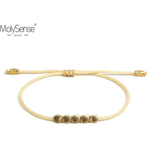 MolySense Handmade Tibetan Copper Beads Nylon Thread Lucky Rope Bracelet & Bangles For Women Men Bracelets Bring Luck