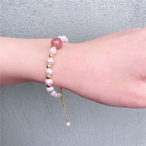 Pearl Beads Bracelets For Women Metal Chain Natural Freshwater Bohemian Baroque Bangles Lobster Claw OT Clasp Female Jewelry