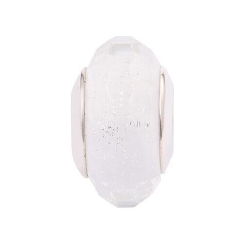 CKK Fascinating White Murano Glass Charms 925 Original Fit Pandora Bracelets Sterling Silver Beads for Jewelry Making Women DIY