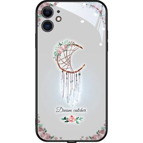 Cute Tempered Glass Luminous Funda For iPhone 11 12 Pro Max 7 8 Plus X XR XS Max SE 2020 12 Mini Case Call Light Couple Cover