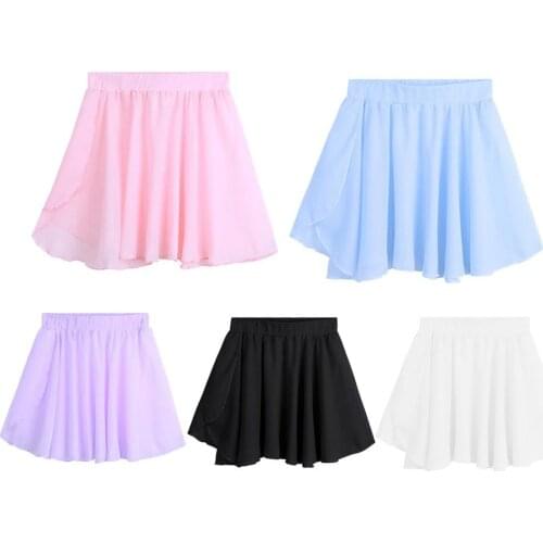 Kids Ballet Dance Skirts Chiffon Mini Pull-On Wrap Skirt Ballerina Dress-up for Performance Costume Party Tutu Skirt for Girls