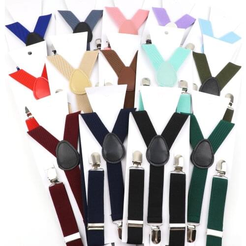 Hot Sale Solid Color Elastic Leather Children Suspenders Adjustable Straps For Kids Boy Girl Shirt Pants Skirt Classic Accessory
