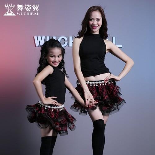 Dancing Wing Children Belly Dance Parent-child Costume Skirt 2018 New Costume Performing Suit Lace Skirt 2601