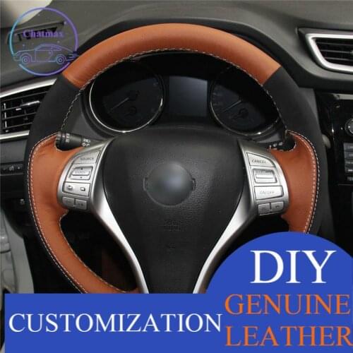For Nissan X-Trail 2014-2017 car steering wheel cover Carbon Leather hand-stitched DIY custom Anti-slip fit all season