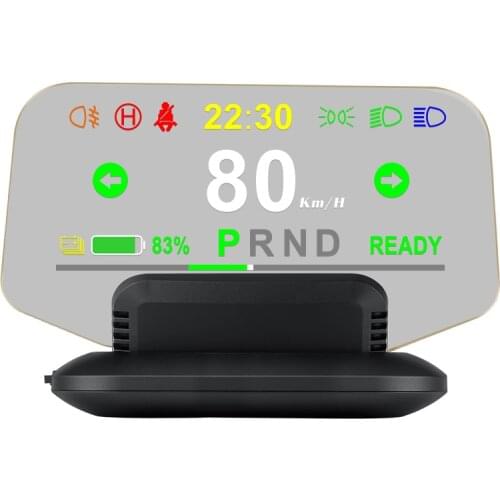 For Tesla Model3 / Y T1-Hud Mirror Car Head Up Display Obd2 Windshield Speed Projector Security Alarm Water Temperature Voltage