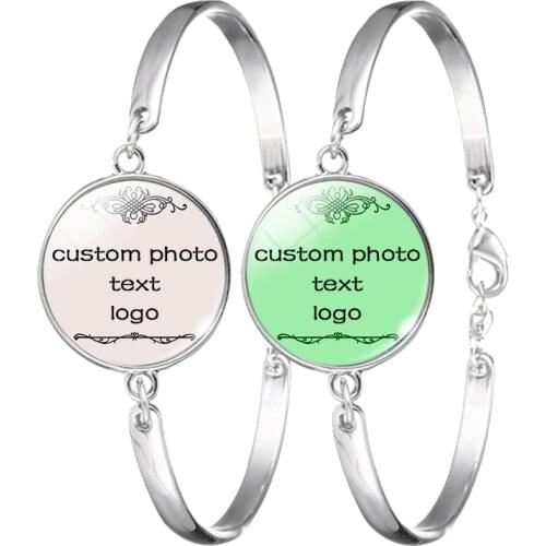 Custom Your Photo Bracelet Bangle Silver Chain Bracelet Women Men Fashion Customize Jewelry Anniversary Gift for Friend Family