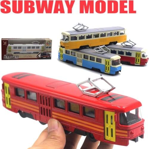 Classic Train Tram Kid Toy Diecast Pull Back Car Model with LED Lights And Sound Music Developmental Education Toys For Children
