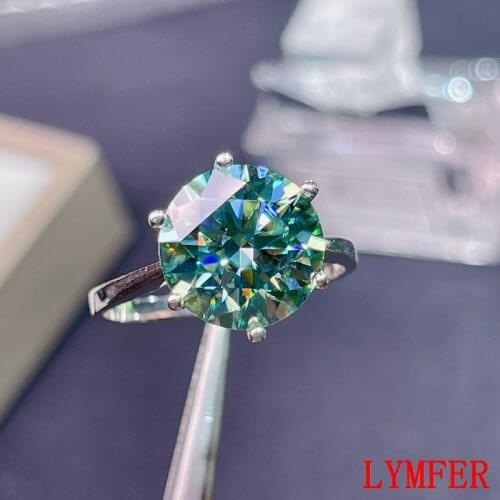 5 carats Green moissanite New women ring, 925 Sterling silver, beautiful color, sparkling, D VVS1