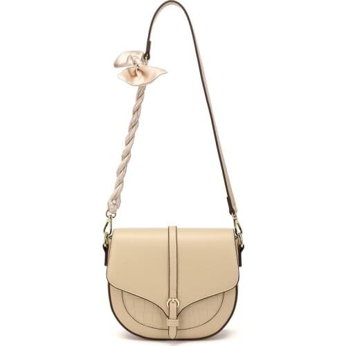 Young Ladies Bow Leather Saddle Bag for Women 2021 New Luxury Casual Shoulder Bags Fashion Girl All-match Cross-body Female Bags