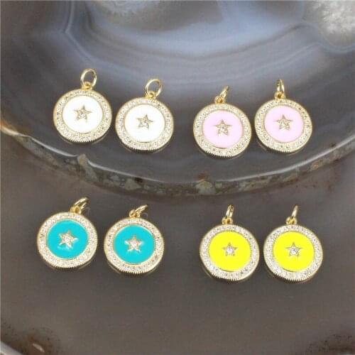 15mm 20pcs/lot High quality cz/enamel pendant,cute colorful star shape enamel charm, bracelet/necklace component wholesale