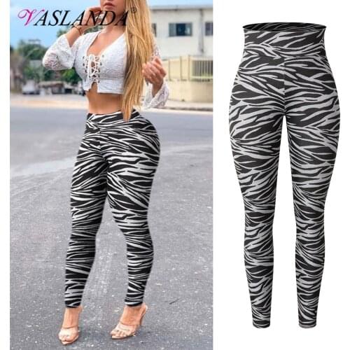 Women Leggings Waist Trainer Slimming Pants Tummy Control Leggins Zebra Printed Jeggings Pencil Skinny Pants Compression Tights