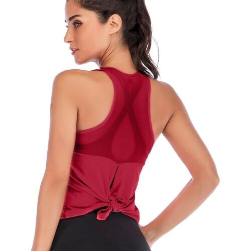 Yoga Mesh Shirts Vest Sport Tank Top Women Sleeveless Backless Cross Gym Top Athletic Fitness Vest Dry Fit T-shirt Workout Shirt