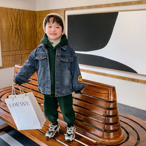 Lovely Jean Spring Autumn Boy Coat Overcoat Top Kids Costume Teenage Gift Children Clothes High Quality Plus Size