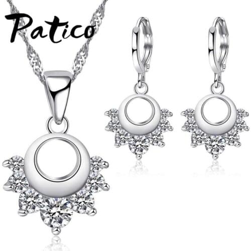 Trendy Round Cubic Zirconia Unique Design Jewelry Sets 925 Sterling Silver for Women Engagement & Wedding Party