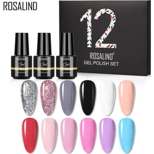 ROSALIND Gel Polish Kit All For Manicure Gel Set Hybrid Varnishes Nail Art Polish Base Top Soak Off Semi Permanent Nail Set