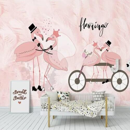 Milofi custom 3D wallpaper mural Nordic flamingo childrens room background wall living room bedroom decoration painting wallpap