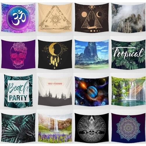 Beauty waterfall beach party tropical dream palm leaves mandala star wall art tapestry small rectangle wall hanging tapestry