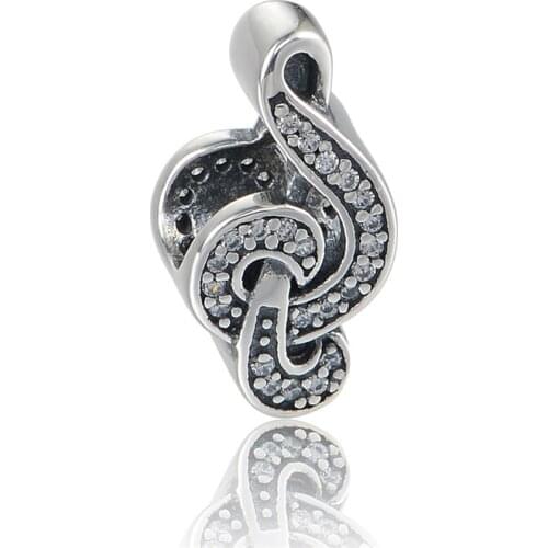 New 925 Sterling Silver Romantic Music Silver Charm Beads DIY Jewelry Fit Silver Charm Bracelets For Women & Men Jewelry