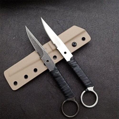 BAS Straight Knife 440C Stone Wash/sanding Fixed Blade Camping Hunting Tactical Survival Knives Multi Tool with Sheath Belt Clip
