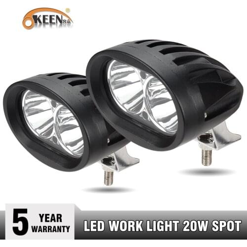 OKEEN 2pcs 20W White motorcycle headlights auxiliary lamp led work light bar spotlight accessories 12V LED off road headlights