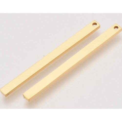 5pcs 304 Stainless Steel Rectangle Bar Pendants for necklace jewelry making Accessories 49.5x3.5x1.5mm, Hole: 1.5mm