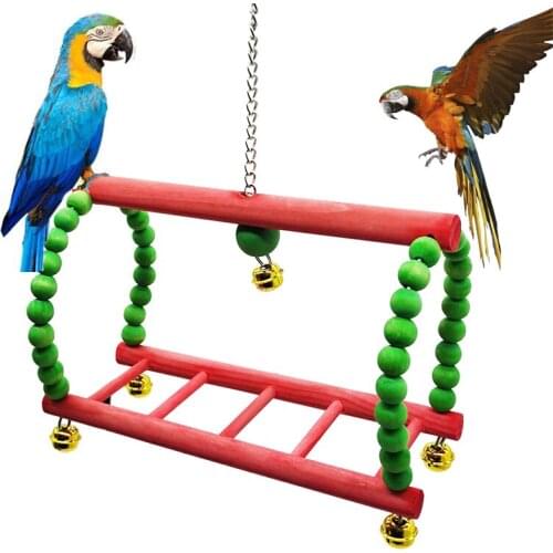 Parrot Bird Toys Macaw Hanging Ladder with Bells Bites Chew Toy Christmas Cage Decor Cockatoo Stand Rack Swing Bird Toy Pet Bird